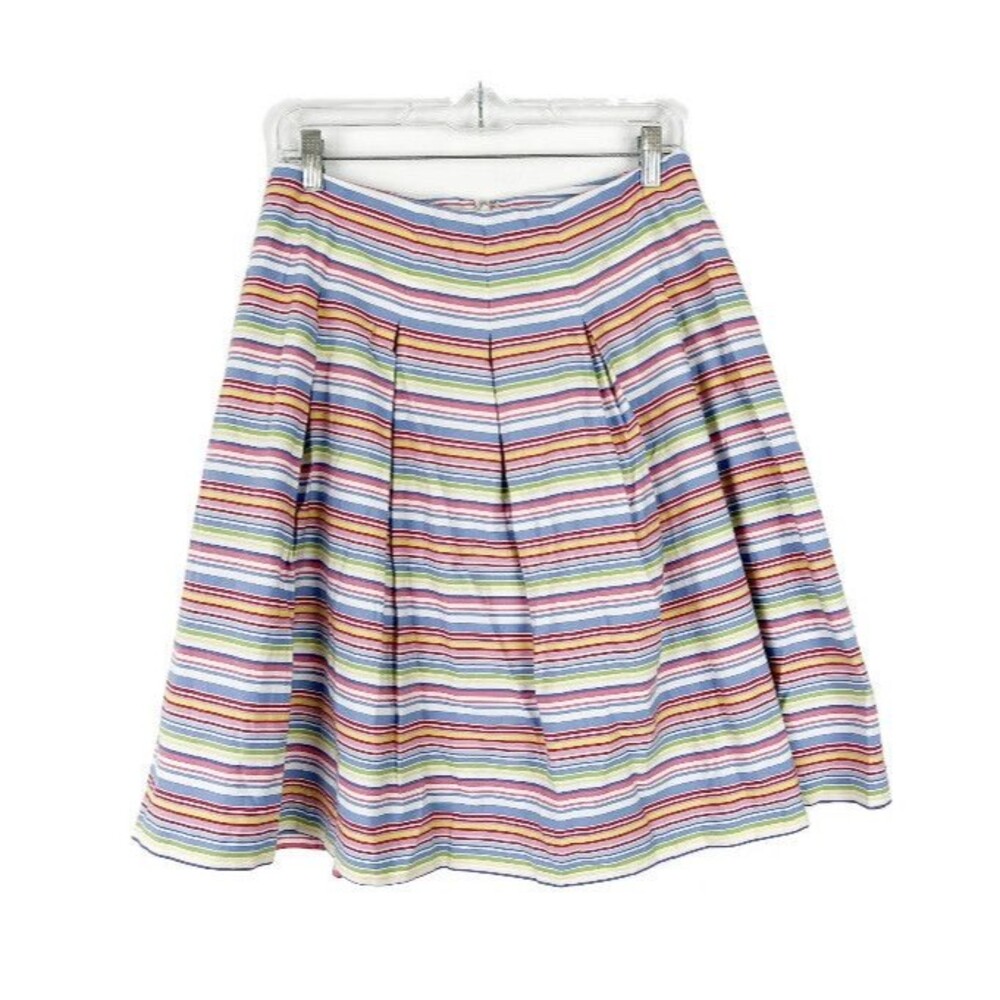 Talbots Rainbow Striped Pleated A-Line Skirt Multicolor Size 10 Petite EUC L1067